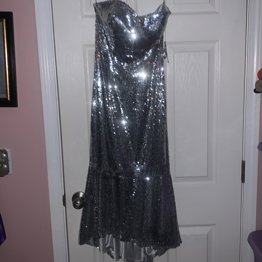 Silver sequin gown